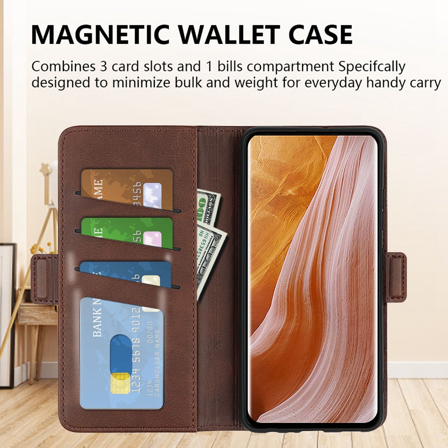 For ZTE Axon 40 Ultra 5G Wallet Stand Phone Case PU Leather Dual Magnetic Clasp Inner TPU Flip Cover