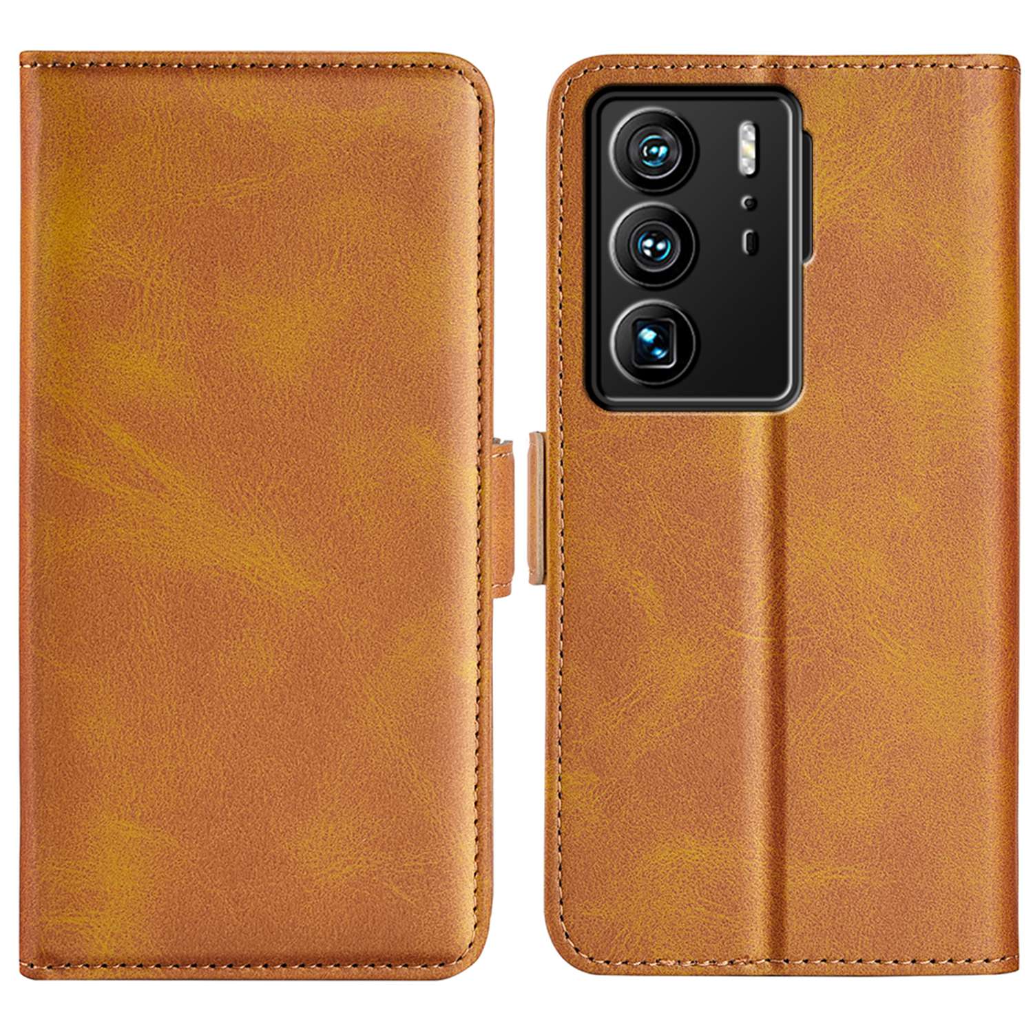 For ZTE Axon 40 Ultra 5G Wallet Stand Phone Case PU Leather Dual Magnetic Clasp Inner TPU Flip Cover