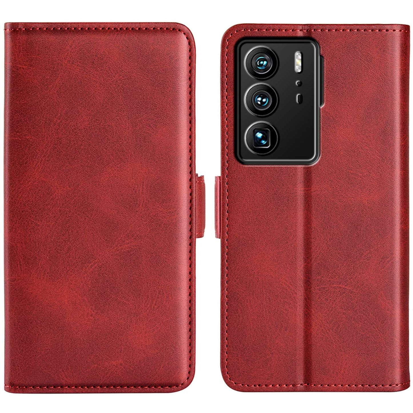 For ZTE Axon 40 Ultra 5G Wallet Stand Phone Case PU Leather Dual Magnetic Clasp Inner TPU Flip Cover