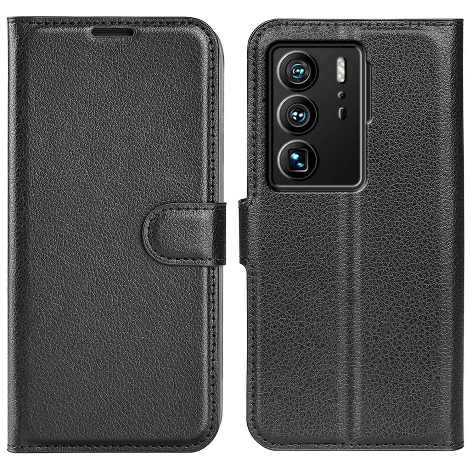 For ZTE Axon 40 Ultra 5G Anti-scratch Litchi Texture Wallet Case PU Leather Stand Shockproof TPU Inner Shell Flip Folio Cover