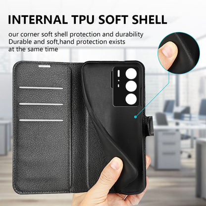 For ZTE Axon 40 Ultra 5G Anti-scratch Litchi Texture Wallet Case PU Leather Stand Shockproof TPU Inner Shell Flip Folio Cover