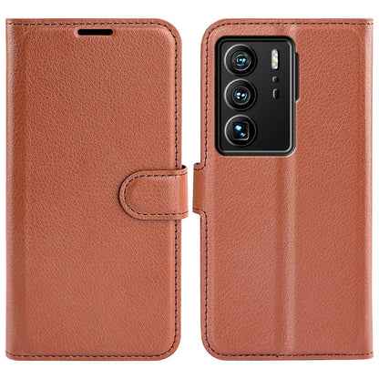 For ZTE Axon 40 Ultra 5G Anti-scratch Litchi Texture Wallet Case PU Leather Stand Shockproof TPU Inner Shell Flip Folio Cover