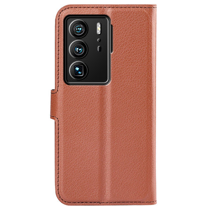 For ZTE Axon 40 Ultra 5G Anti-scratch Litchi Texture Wallet Case PU Leather Stand Shockproof TPU Inner Shell Flip Folio Cover