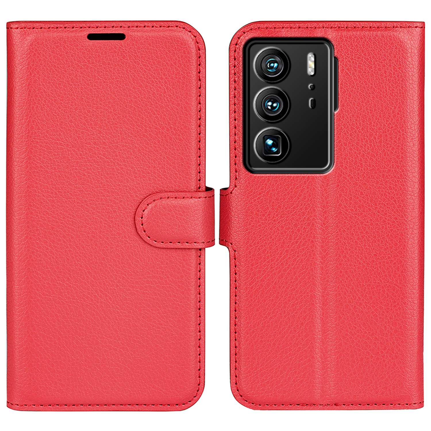 For ZTE Axon 40 Ultra 5G Anti-scratch Litchi Texture Wallet Case PU Leather Stand Shockproof TPU Inner Shell Flip Folio Cover