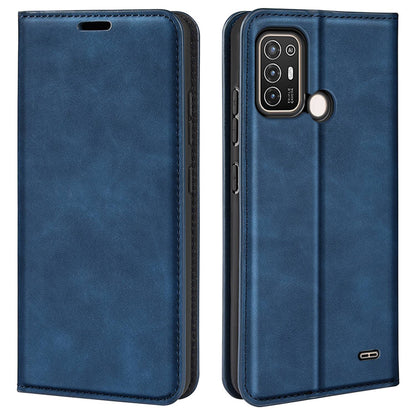 For ZTE Blade A52 Shockproof PU Leather Wallet Case Flip Folio Stand Magnetic Absorption Protect Skin-touch Feeling Full Protection Cover