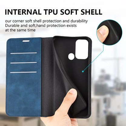 For ZTE Blade A52 Shockproof PU Leather Wallet Case Flip Folio Stand Magnetic Absorption Protect Skin-touch Feeling Full Protection Cover