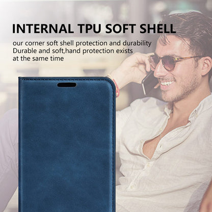 For ZTE Blade A52 Shockproof PU Leather Wallet Case Flip Folio Stand Magnetic Absorption Protect Skin-touch Feeling Full Protection Cover