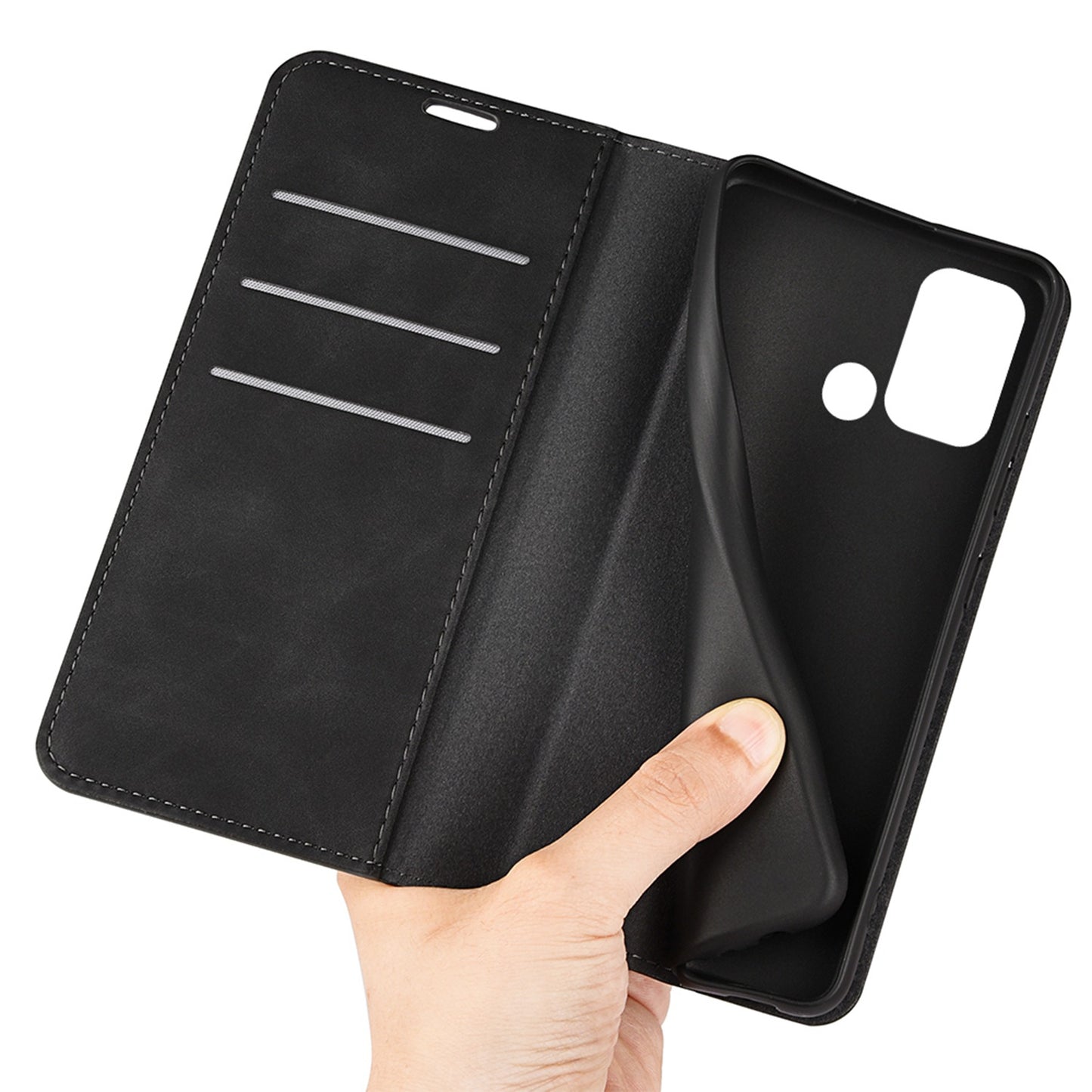 For ZTE Blade A52 Shockproof PU Leather Wallet Case Flip Folio Stand Magnetic Absorption Protect Skin-touch Feeling Full Protection Cover