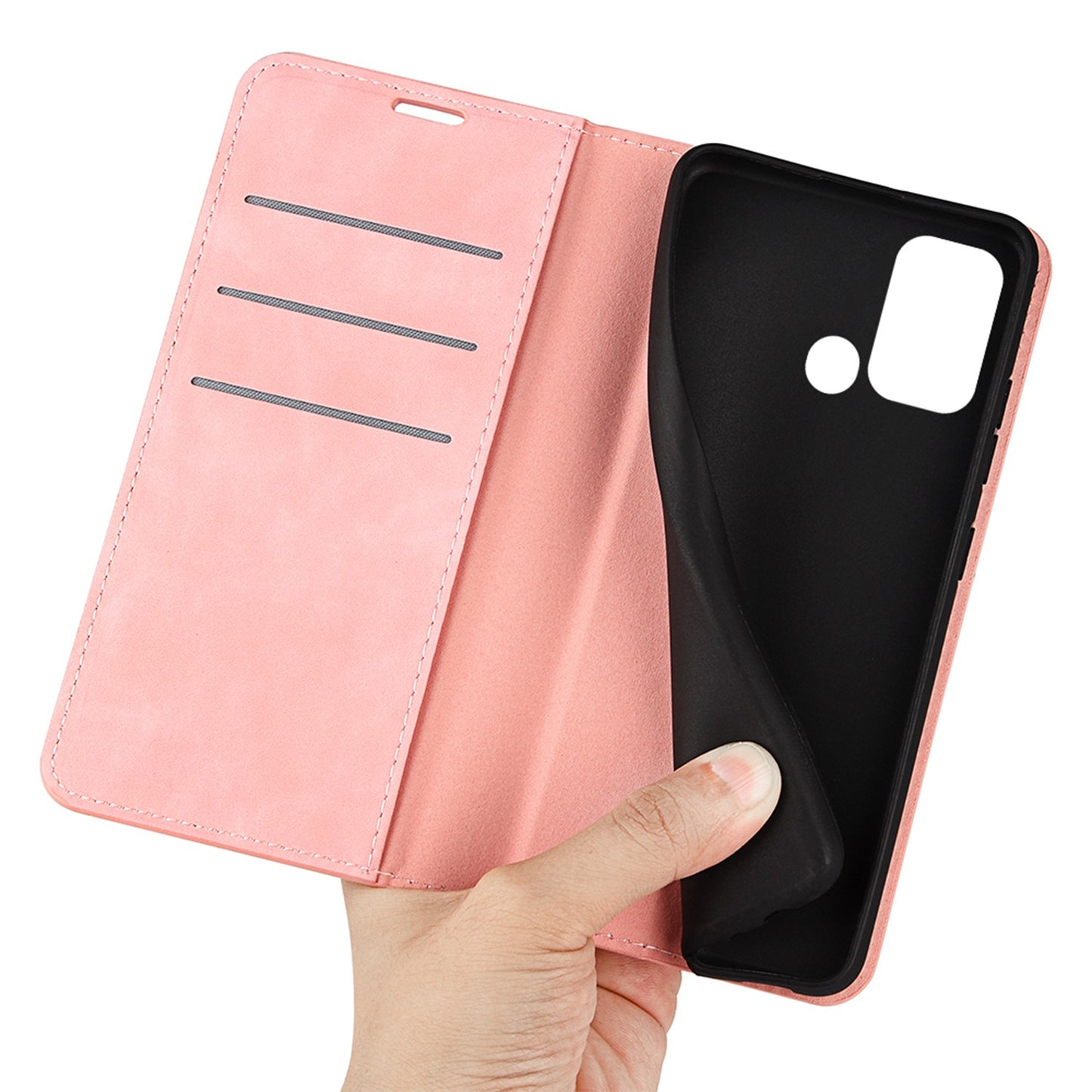 For ZTE Blade A52 Shockproof PU Leather Wallet Case Flip Folio Stand Magnetic Absorption Protect Skin-touch Feeling Full Protection Cover