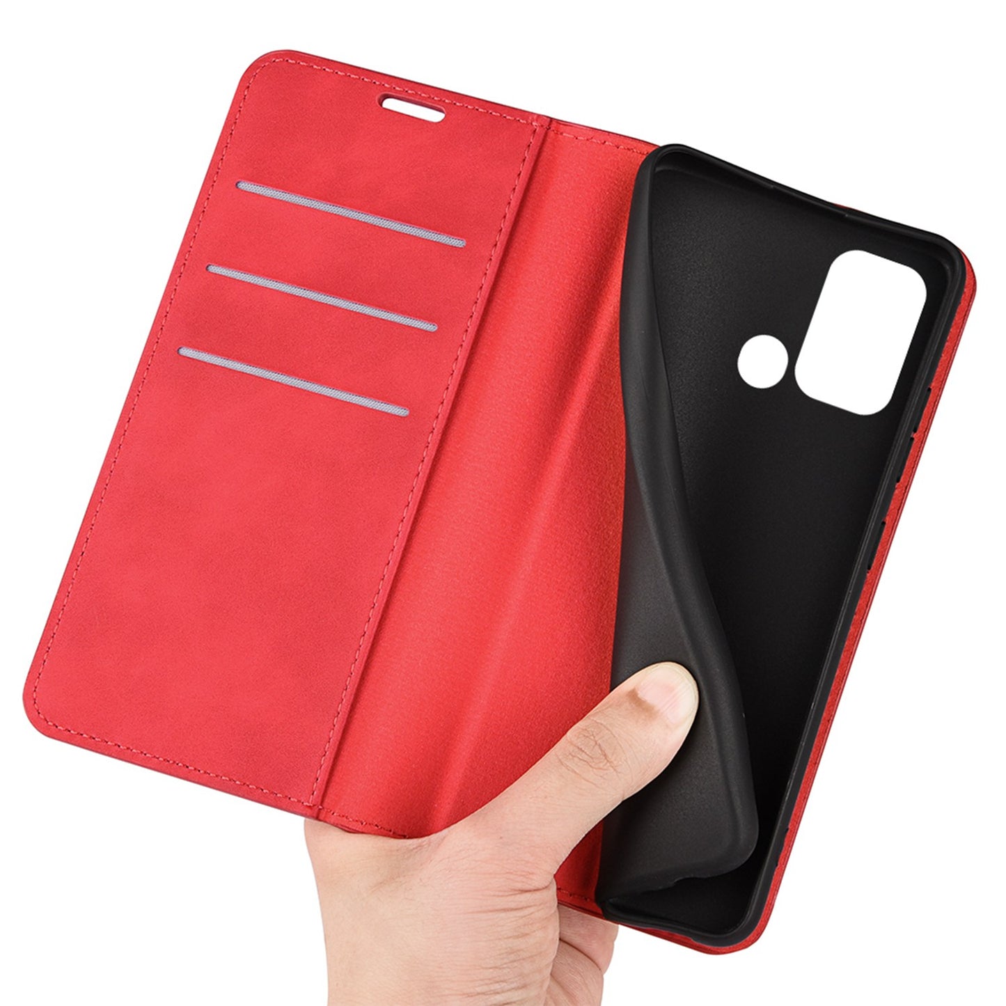 For ZTE Blade A52 Shockproof PU Leather Wallet Case Flip Folio Stand Magnetic Absorption Protect Skin-touch Feeling Full Protection Cover