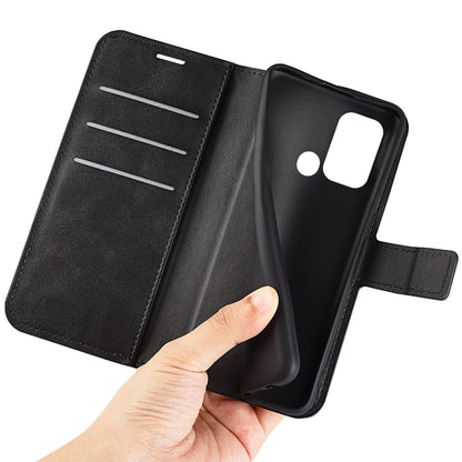 For ZTE Blade A52 Anti-drop Phone Case PU Leather Stand Wallet Feature Magnetic Cover Square Wear-resistant TPU Flip Book Cover