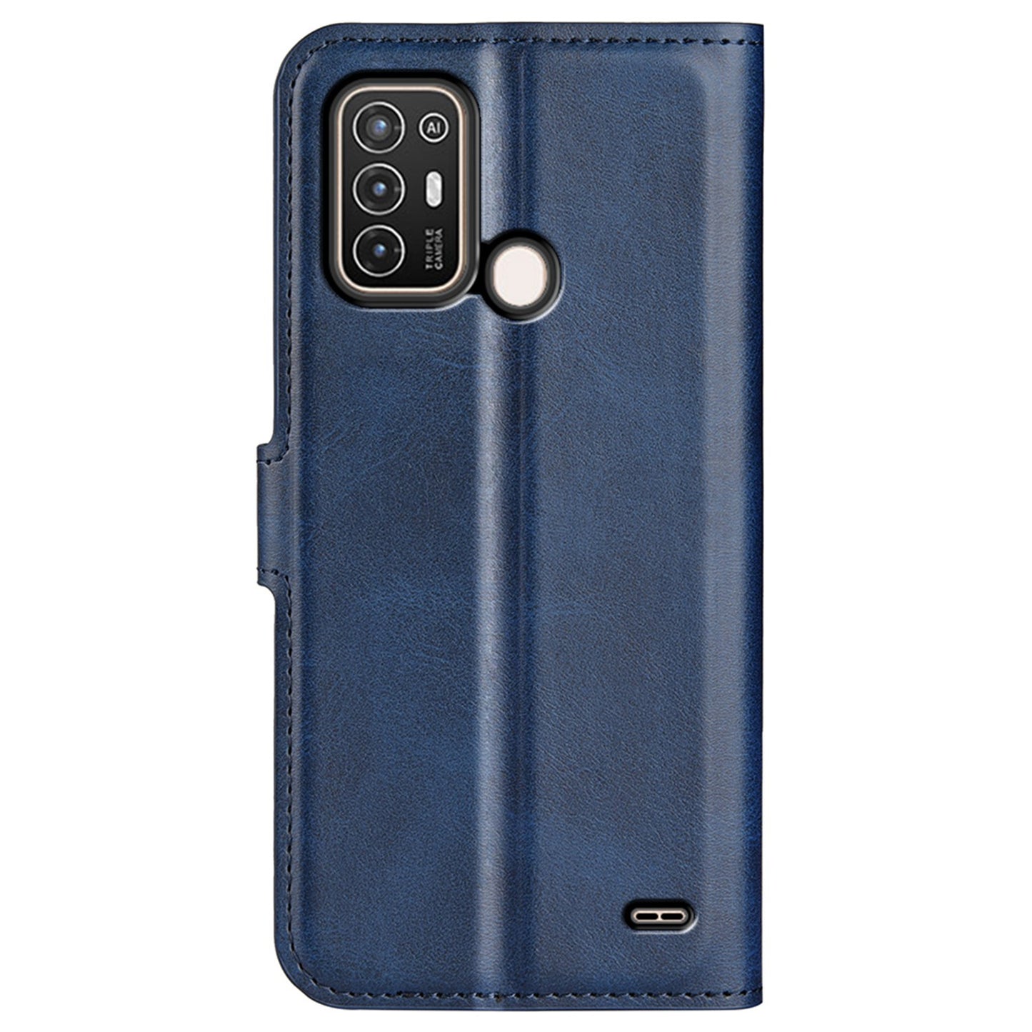 For ZTE Blade A52 Anti-drop Phone Case PU Leather Stand Wallet Feature Magnetic Cover Square Wear-resistant TPU Flip Book Cover