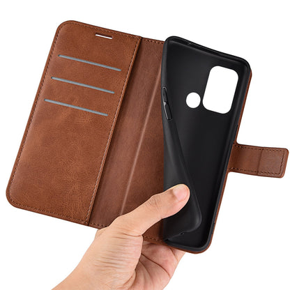 For ZTE Blade A52 Anti-drop Phone Case PU Leather Stand Wallet Feature Magnetic Cover Square Wear-resistant TPU Flip Book Cover