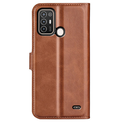 For ZTE Blade A52 Anti-drop Phone Case PU Leather Stand Wallet Feature Magnetic Cover Square Wear-resistant TPU Flip Book Cover