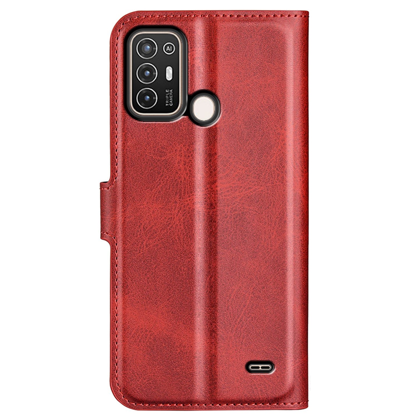 For ZTE Blade A52 Anti-drop Phone Case PU Leather Stand Wallet Feature Magnetic Cover Square Wear-resistant TPU Flip Book Cover