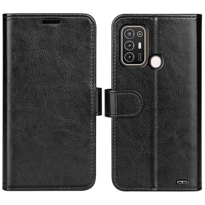 For ZTE Blade A52 Shockproof Crazy Horse Texture Phone Cover TPU+PU Leather Stand Wallet Wear-resistant Folio Flip Phone Case