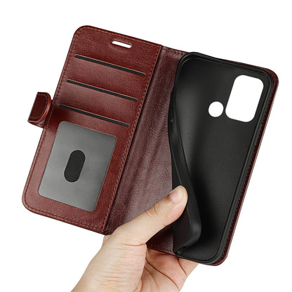 For ZTE Blade A52 Shockproof Crazy Horse Texture Phone Cover TPU+PU Leather Stand Wallet Wear-resistant Folio Flip Phone Case