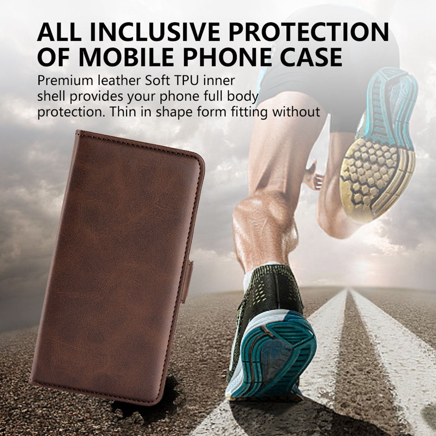 For ZTE Blade A52 Anti-fall PU Leather Wallet Stand Case Dual Magnetic Clasp Shockproof Inner TPU Flip Cover