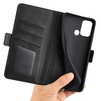 For ZTE Blade A52 Anti-fall PU Leather Wallet Stand Case Dual Magnetic Clasp Shockproof Inner TPU Flip Cover