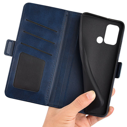 For ZTE Blade A52 Anti-fall PU Leather Wallet Stand Case Dual Magnetic Clasp Shockproof Inner TPU Flip Cover