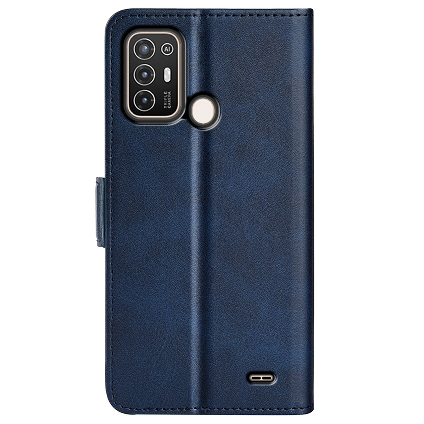 For ZTE Blade A52 Anti-fall PU Leather Wallet Stand Case Dual Magnetic Clasp Shockproof Inner TPU Flip Cover