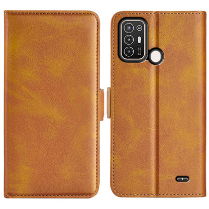 For ZTE Blade A52 Anti-fall PU Leather Wallet Stand Case Dual Magnetic Clasp Shockproof Inner TPU Flip Cover