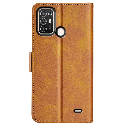 For ZTE Blade A52 Anti-fall PU Leather Wallet Stand Case Dual Magnetic Clasp Shockproof Inner TPU Flip Cover