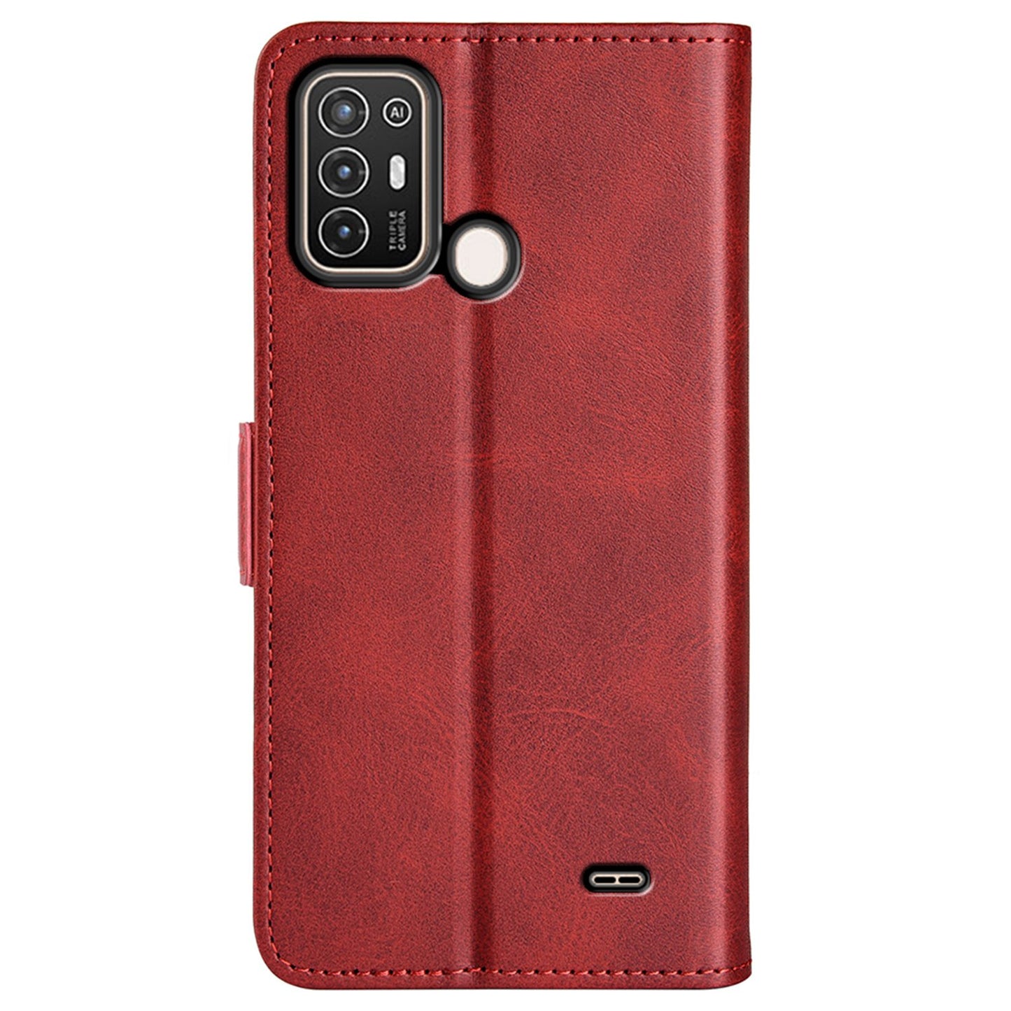 For ZTE Blade A52 Anti-fall PU Leather Wallet Stand Case Dual Magnetic Clasp Shockproof Inner TPU Flip Cover