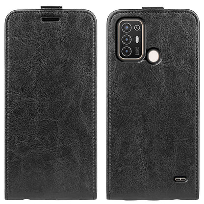 For ZTE Blade A52 Full Protection PU Leather Phone Cover Card Holder Crazy Horse Texture Vertical Flip Magnetic Case