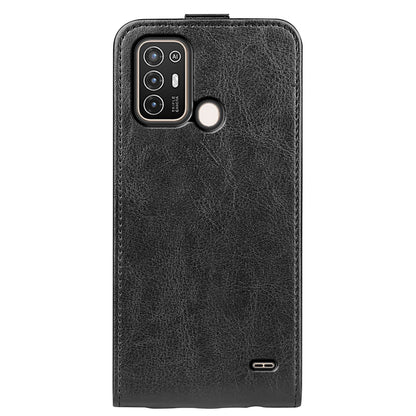 For ZTE Blade A52 Full Protection PU Leather Phone Cover Card Holder Crazy Horse Texture Vertical Flip Magnetic Case