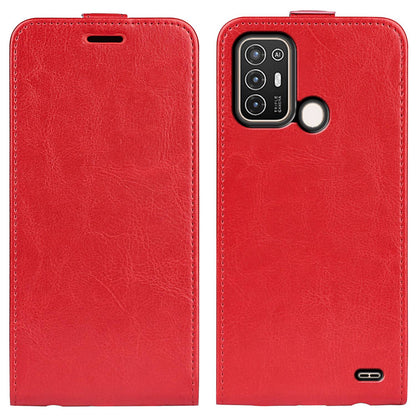 For ZTE Blade A52 Full Protection PU Leather Phone Cover Card Holder Crazy Horse Texture Vertical Flip Magnetic Case