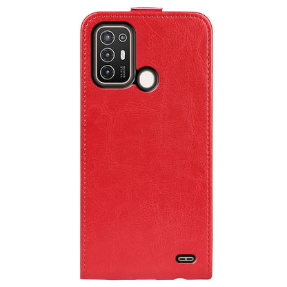 For ZTE Blade A52 Full Protection PU Leather Phone Cover Card Holder Crazy Horse Texture Vertical Flip Magnetic Case