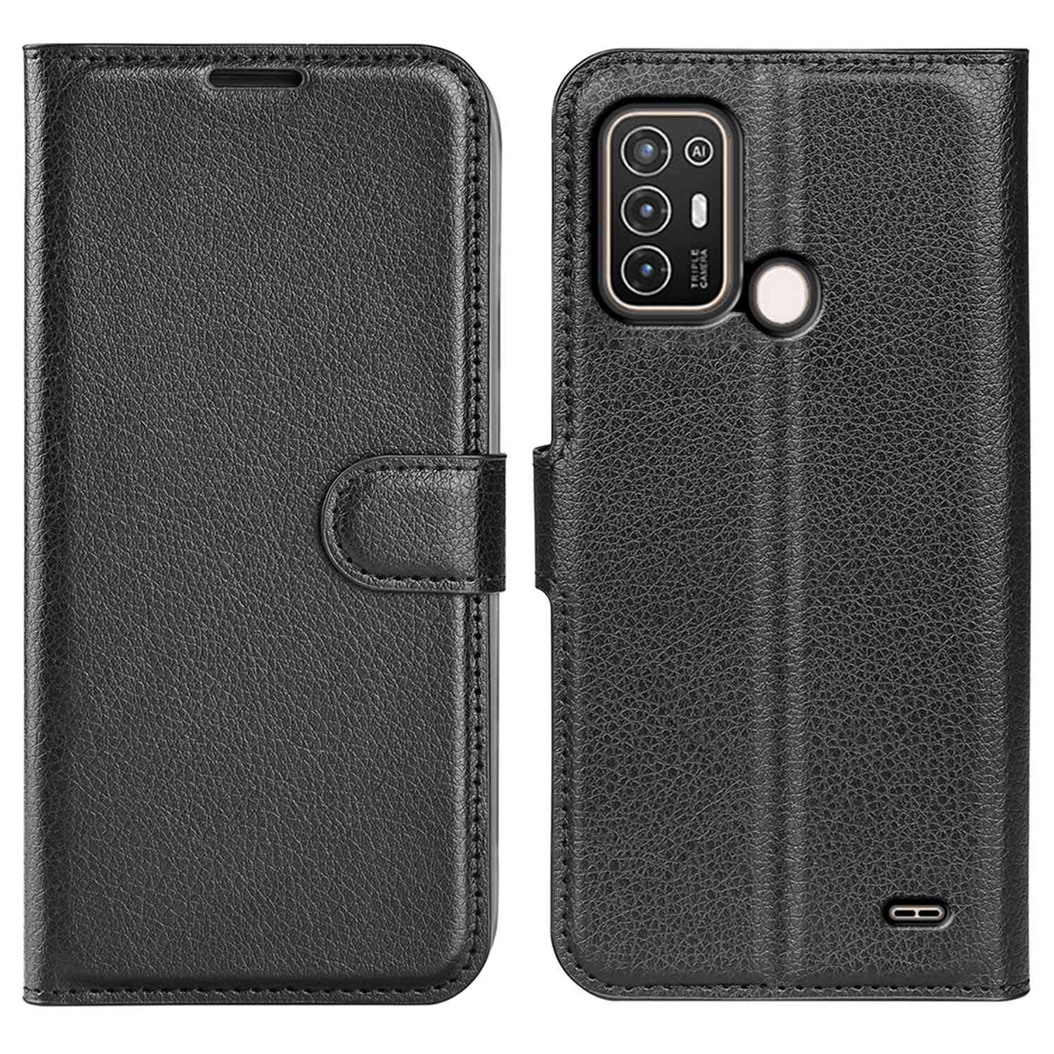 For ZTE Blade A52 Anti-scratch Litchi Texture Wallet Case PU Leather Stand TPU Inner Shell Drop-proof Flip Folio Cover