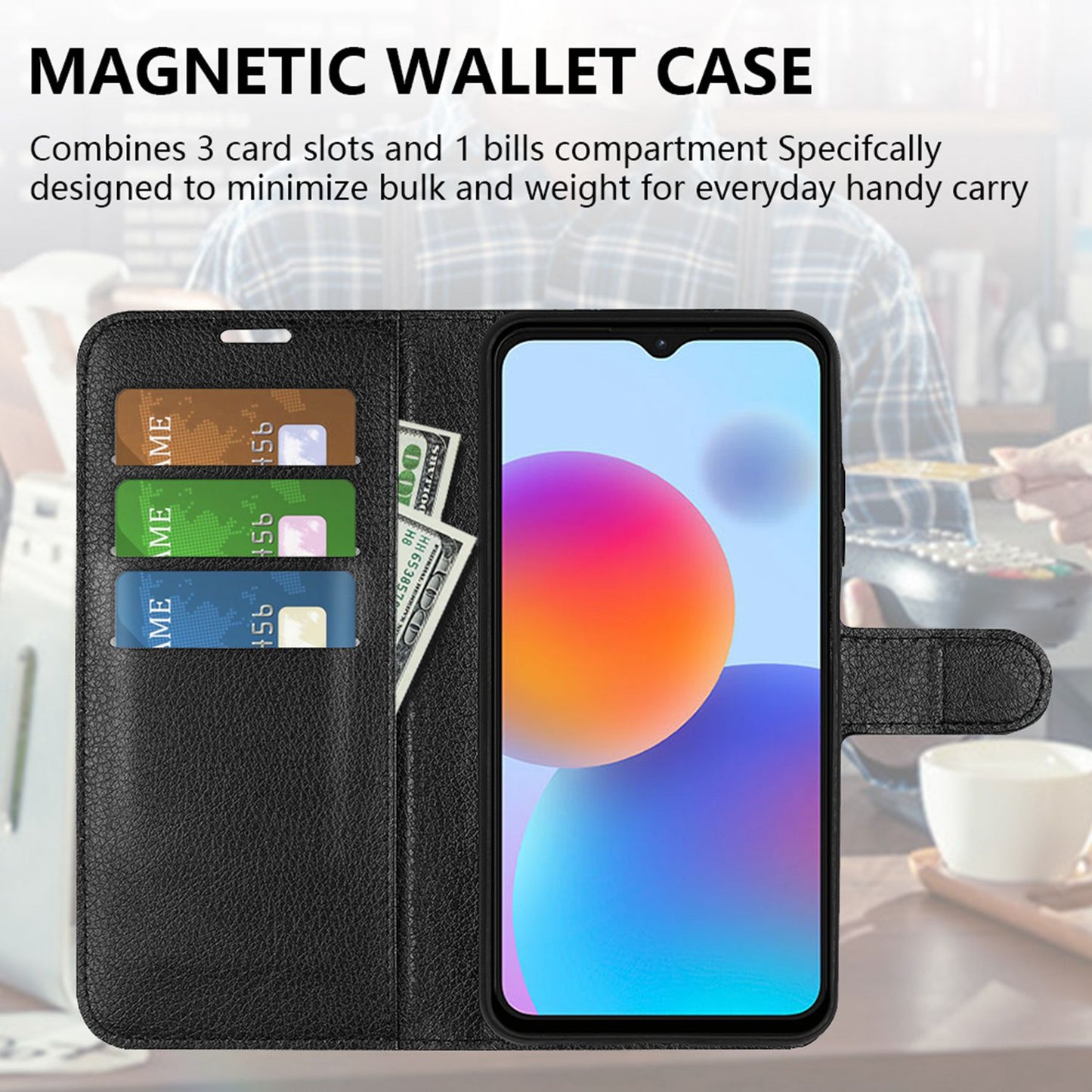 For ZTE Blade A52 Anti-scratch Litchi Texture Wallet Case PU Leather Stand TPU Inner Shell Drop-proof Flip Folio Cover