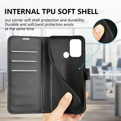 For ZTE Blade A52 Anti-scratch Litchi Texture Wallet Case PU Leather Stand TPU Inner Shell Drop-proof Flip Folio Cover