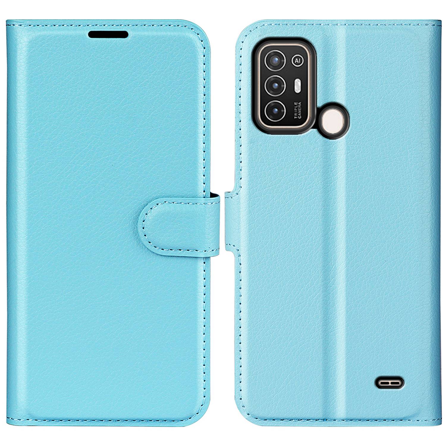 For ZTE Blade A52 Anti-scratch Litchi Texture Wallet Case PU Leather Stand TPU Inner Shell Drop-proof Flip Folio Cover