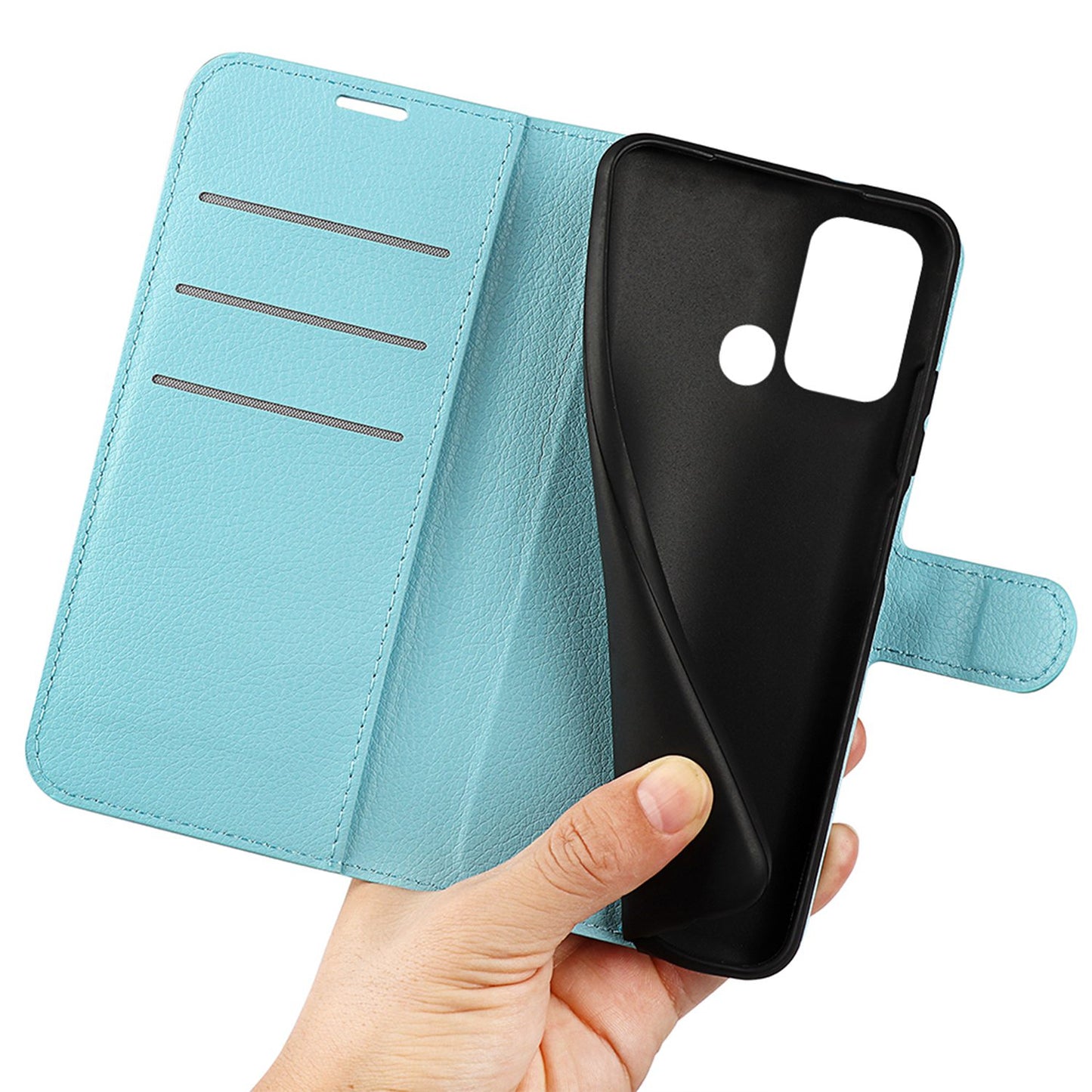 For ZTE Blade A52 Anti-scratch Litchi Texture Wallet Case PU Leather Stand TPU Inner Shell Drop-proof Flip Folio Cover