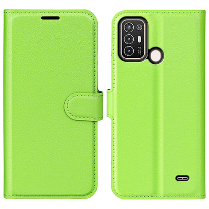 For ZTE Blade A52 Anti-scratch Litchi Texture Wallet Case PU Leather Stand TPU Inner Shell Drop-proof Flip Folio Cover