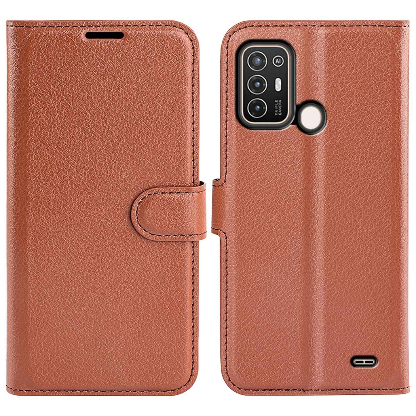 For ZTE Blade A52 Anti-scratch Litchi Texture Wallet Case PU Leather Stand TPU Inner Shell Drop-proof Flip Folio Cover