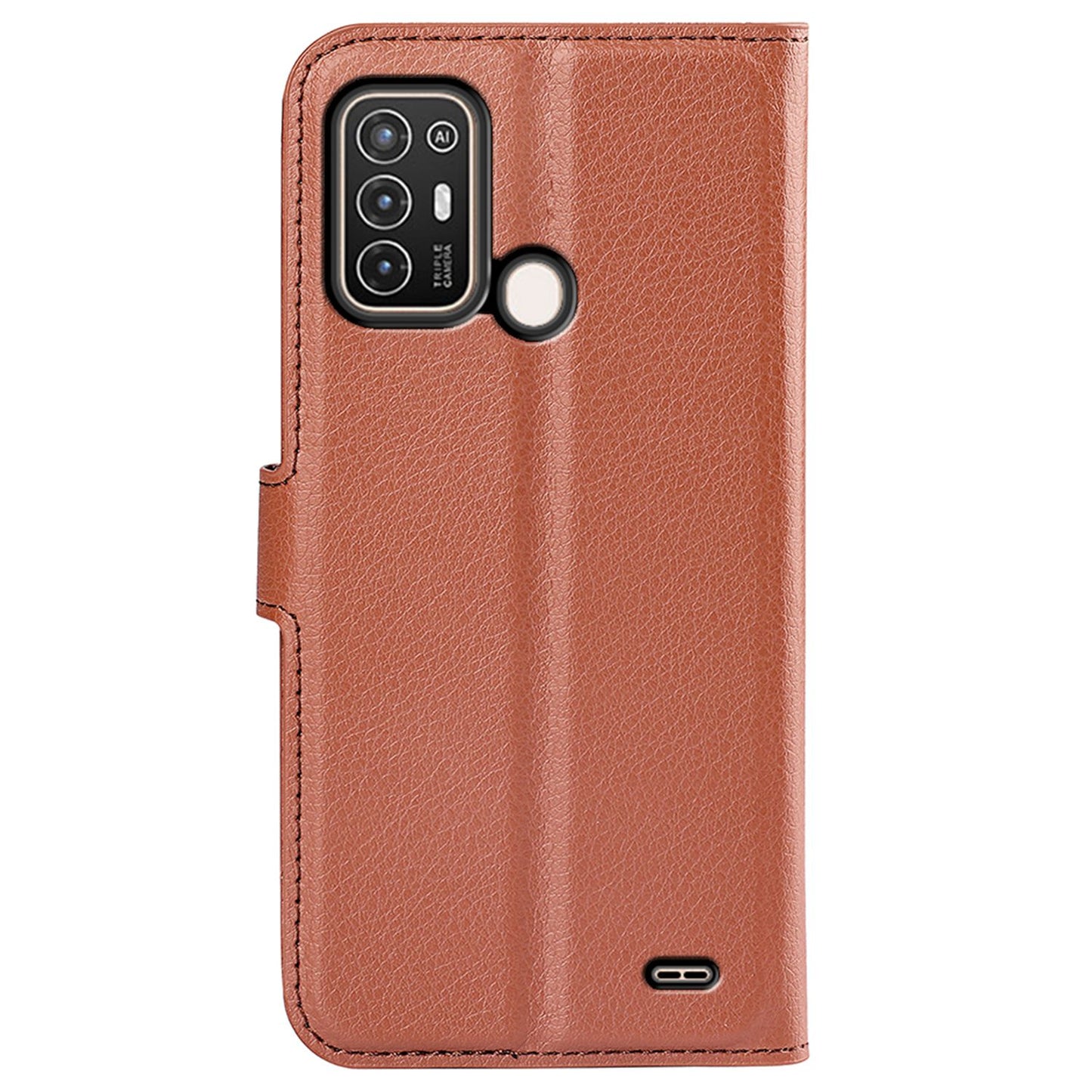 For ZTE Blade A52 Anti-scratch Litchi Texture Wallet Case PU Leather Stand TPU Inner Shell Drop-proof Flip Folio Cover