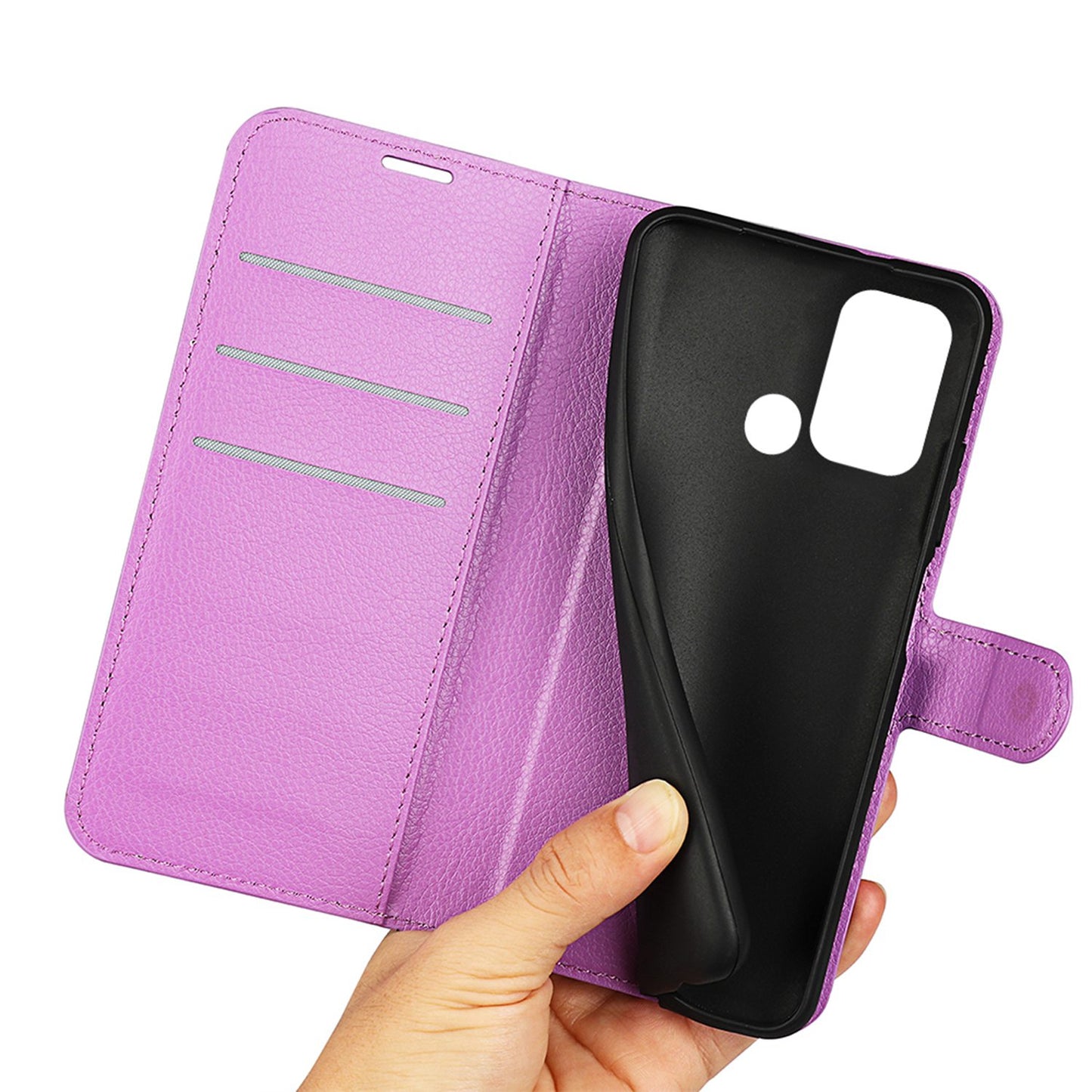 For ZTE Blade A52 Anti-scratch Litchi Texture Wallet Case PU Leather Stand TPU Inner Shell Drop-proof Flip Folio Cover