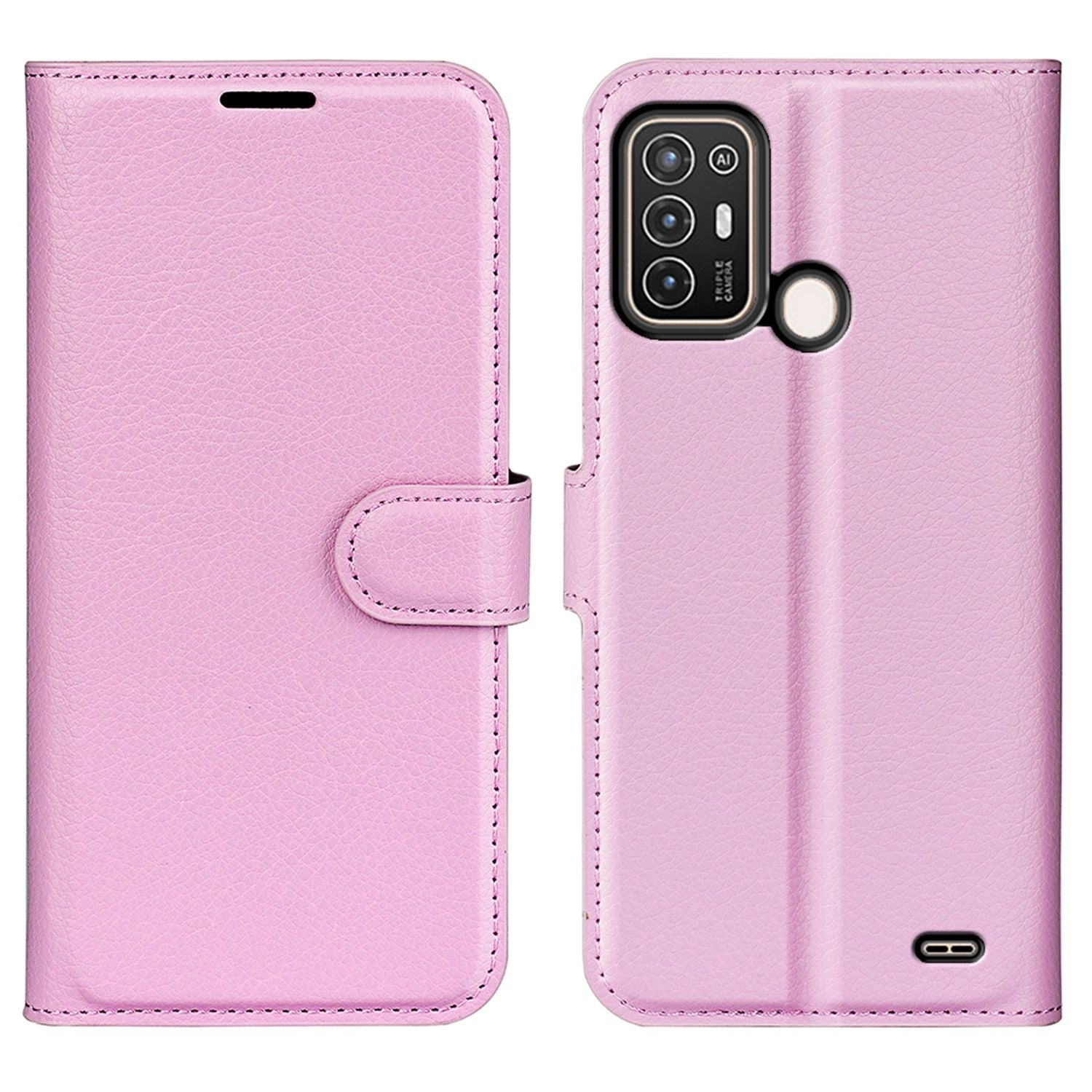 For ZTE Blade A52 Anti-scratch Litchi Texture Wallet Case PU Leather Stand TPU Inner Shell Drop-proof Flip Folio Cover