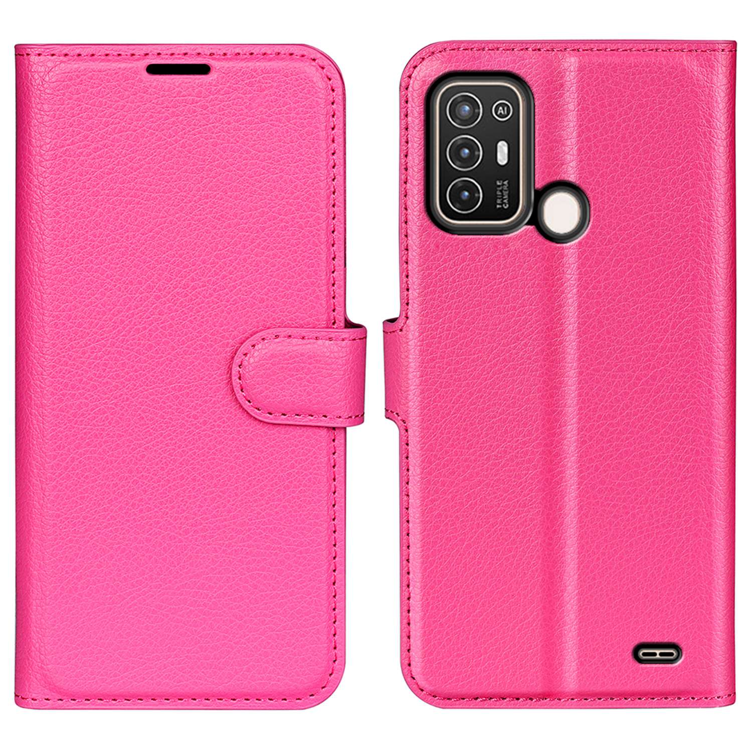 For ZTE Blade A52 Anti-scratch Litchi Texture Wallet Case PU Leather Stand TPU Inner Shell Drop-proof Flip Folio Cover