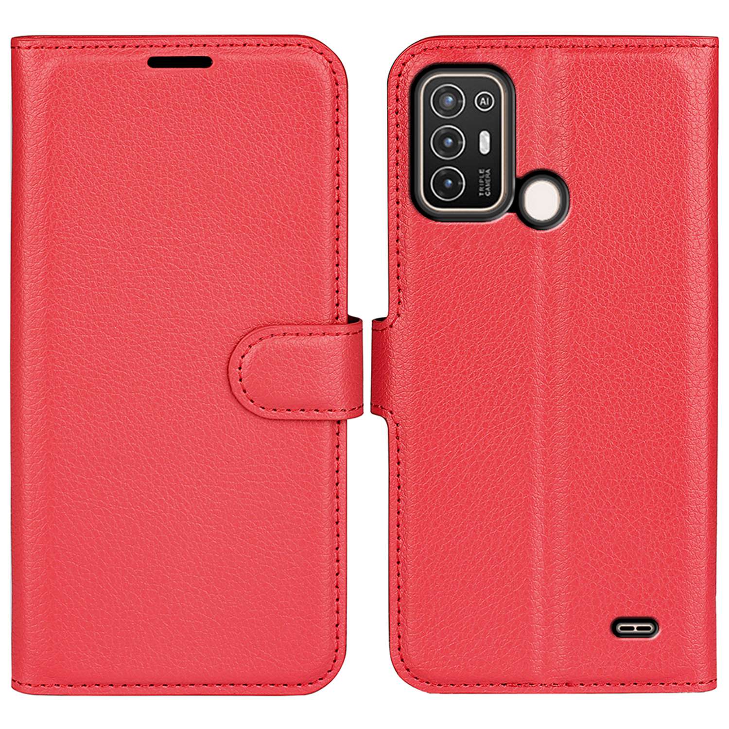 For ZTE Blade A52 Anti-scratch Litchi Texture Wallet Case PU Leather Stand TPU Inner Shell Drop-proof Flip Folio Cover