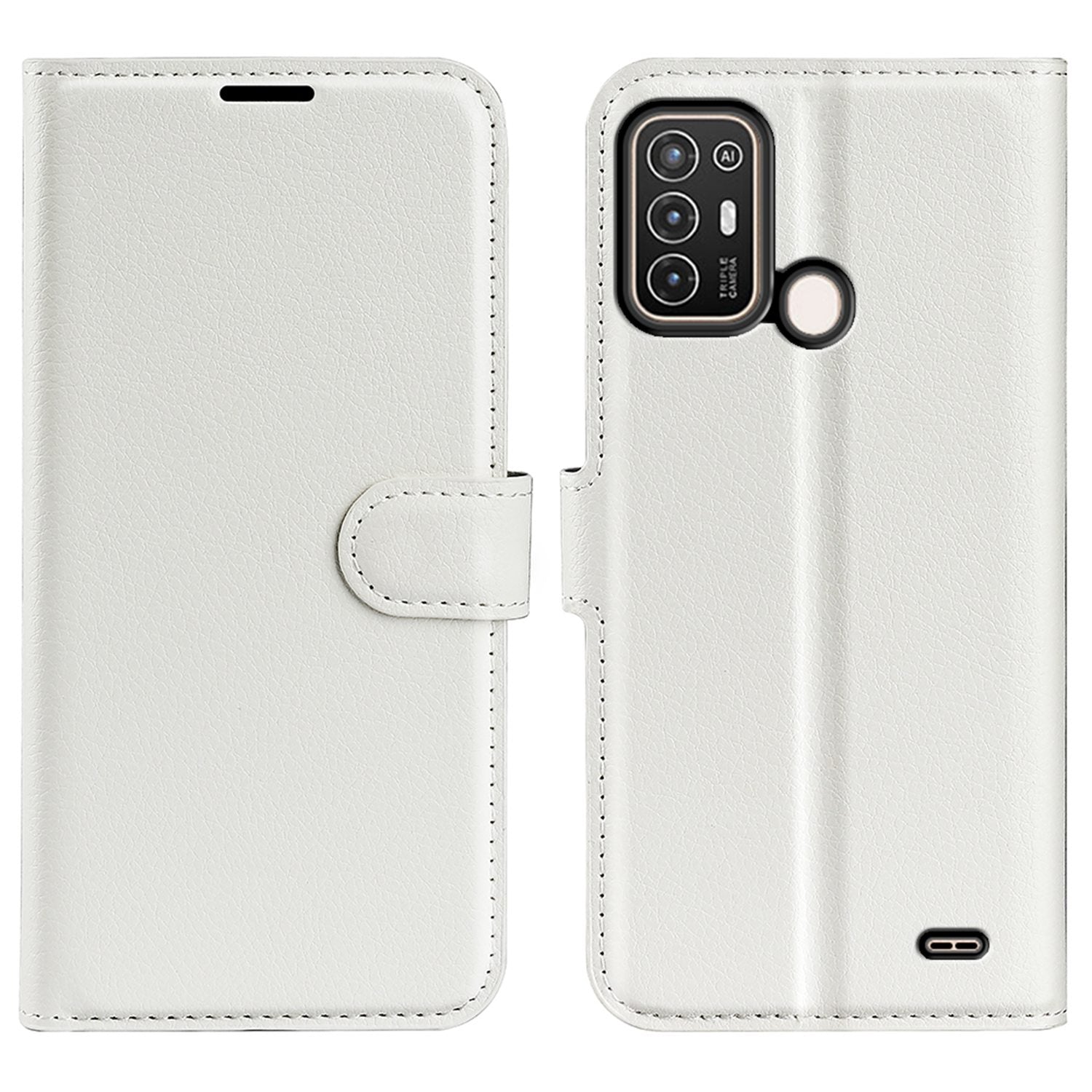 For ZTE Blade A52 Anti-scratch Litchi Texture Wallet Case PU Leather Stand TPU Inner Shell Drop-proof Flip Folio Cover