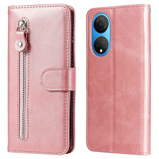 For Honor X7/Play 30 Plus 5G Wallet Phone Case PU Leather Zipper Pocket Flip Stand Design Magnetic Closure Cover