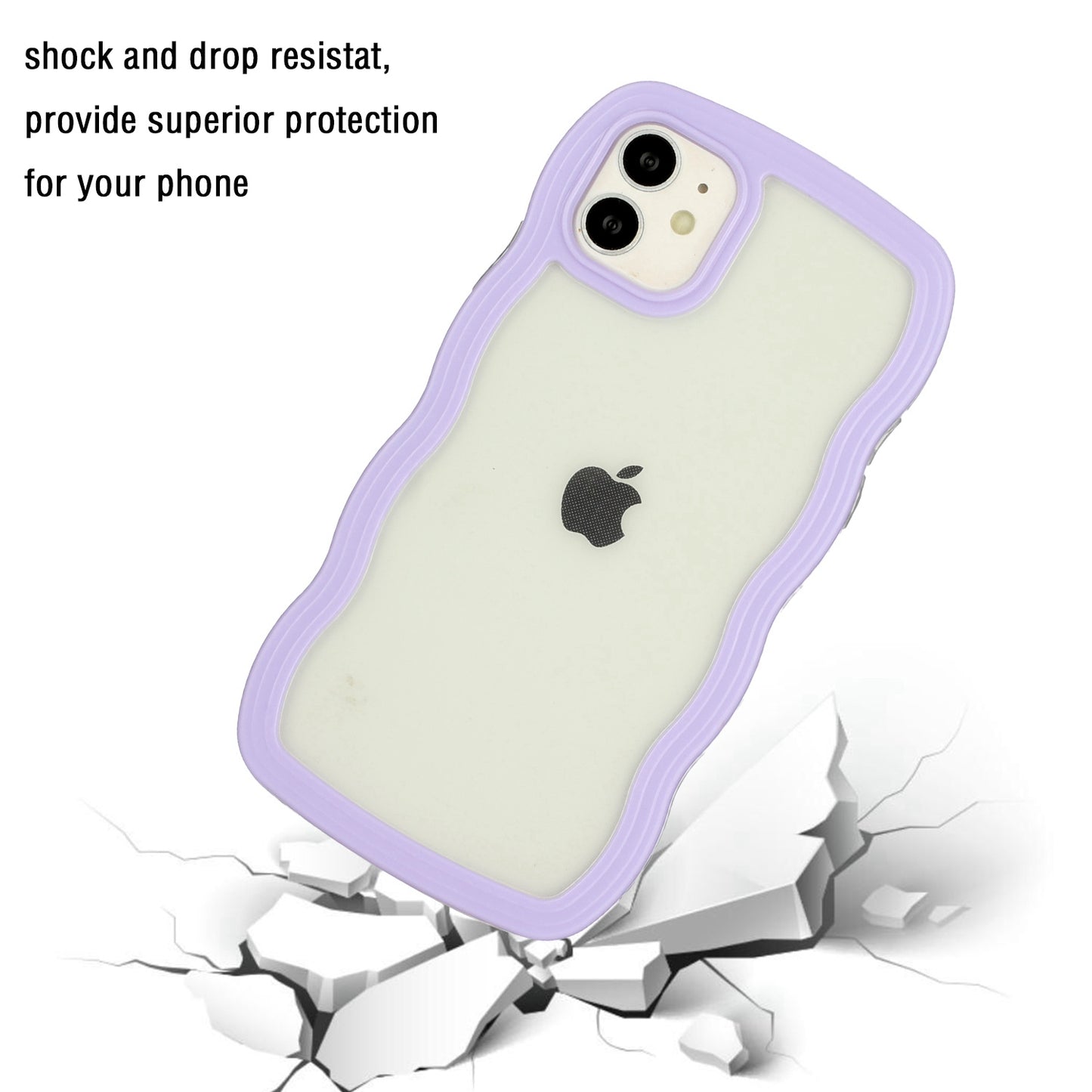 For iPhone 11 6.1 inch Impact Resistant Wavy Edge Color Frame Transparent Back Cover PC + TPU Phone Case