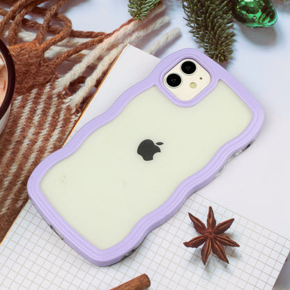 For iPhone 11 6.1 inch Impact Resistant Wavy Edge Color Frame Transparent Back Cover PC + TPU Phone Case