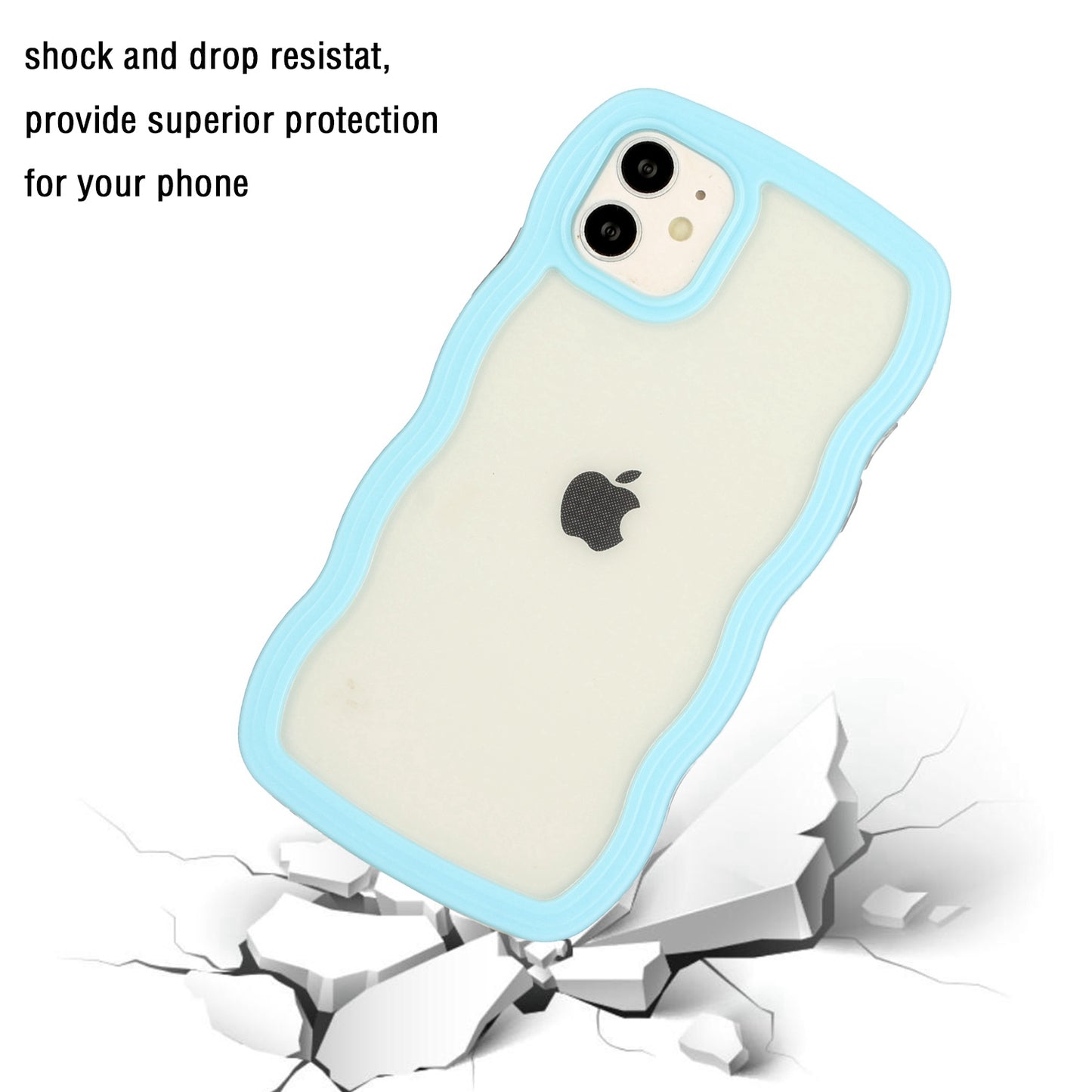 For iPhone 11 6.1 inch Impact Resistant Wavy Edge Color Frame Transparent Back Cover PC + TPU Phone Case