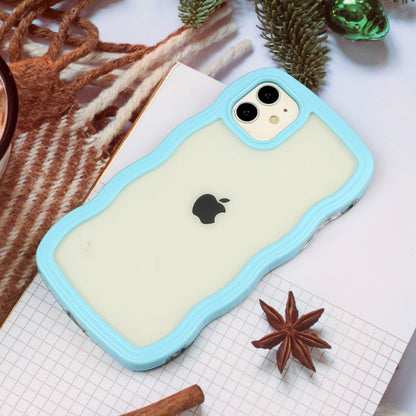 For iPhone 11 6.1 inch Impact Resistant Wavy Edge Color Frame Transparent Back Cover PC + TPU Phone Case